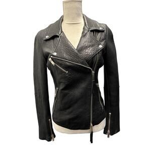 Lot 78 Black Leather Moto Jacket Italian Size 40
